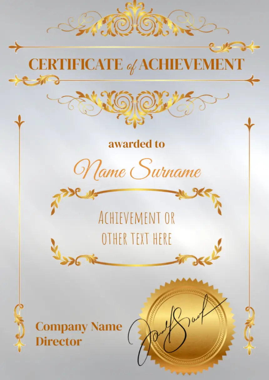 Achievement Certificate Template for Google Docs
