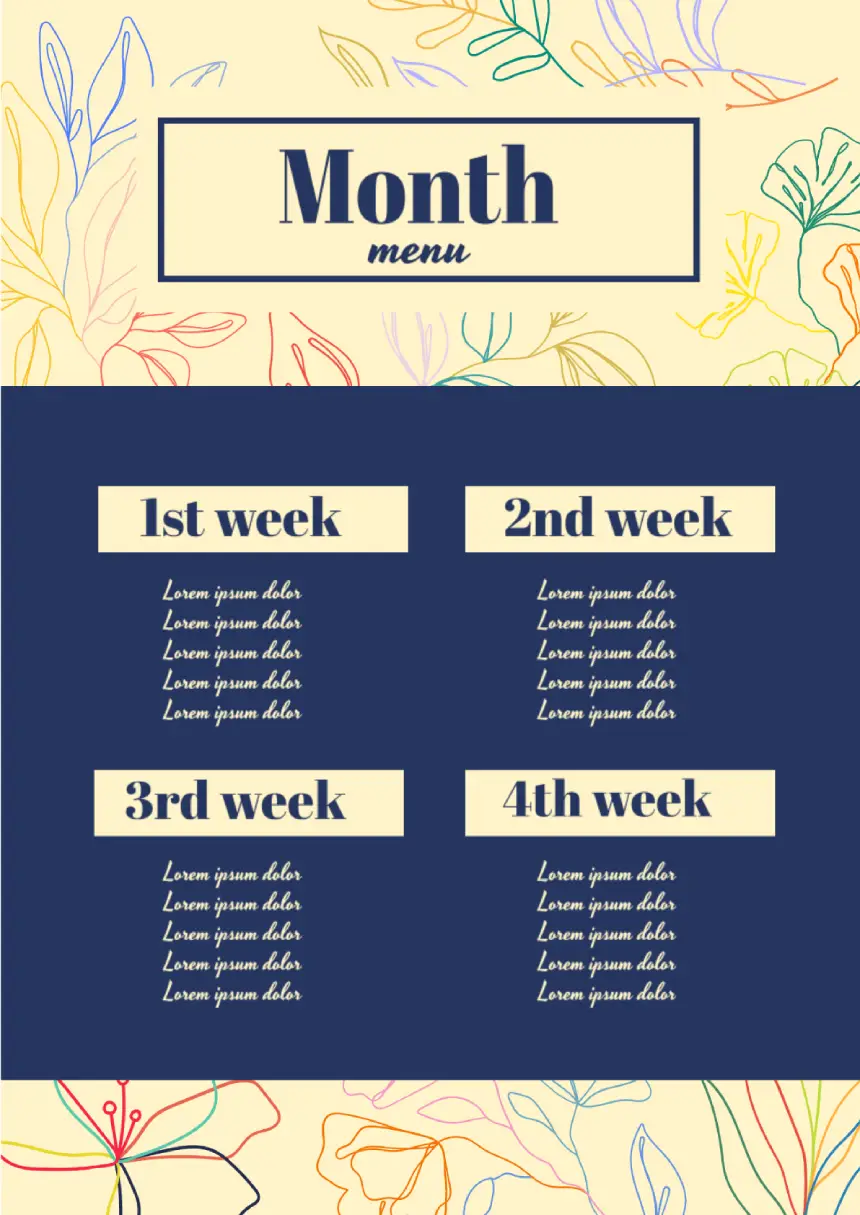 Menu Monthly Template for Google Docs
