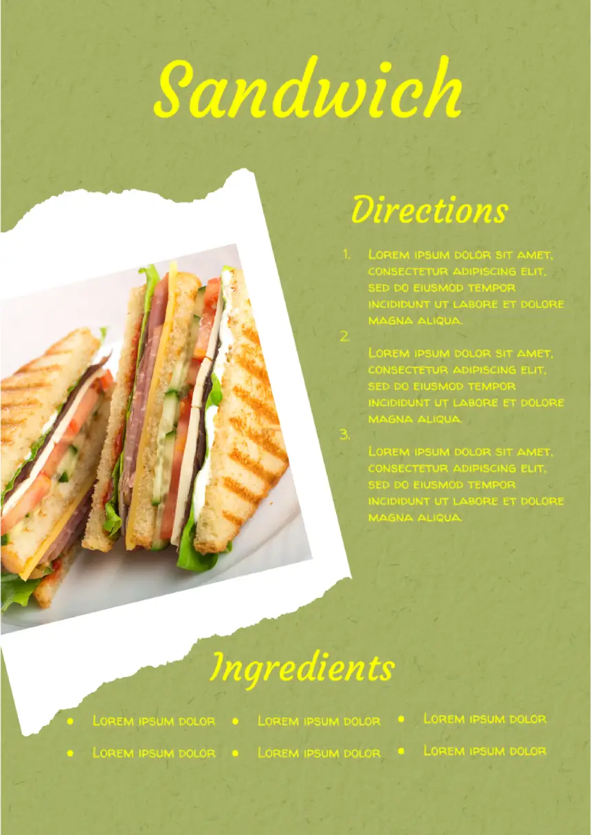 Recipe Sandwich Template for Google Docs