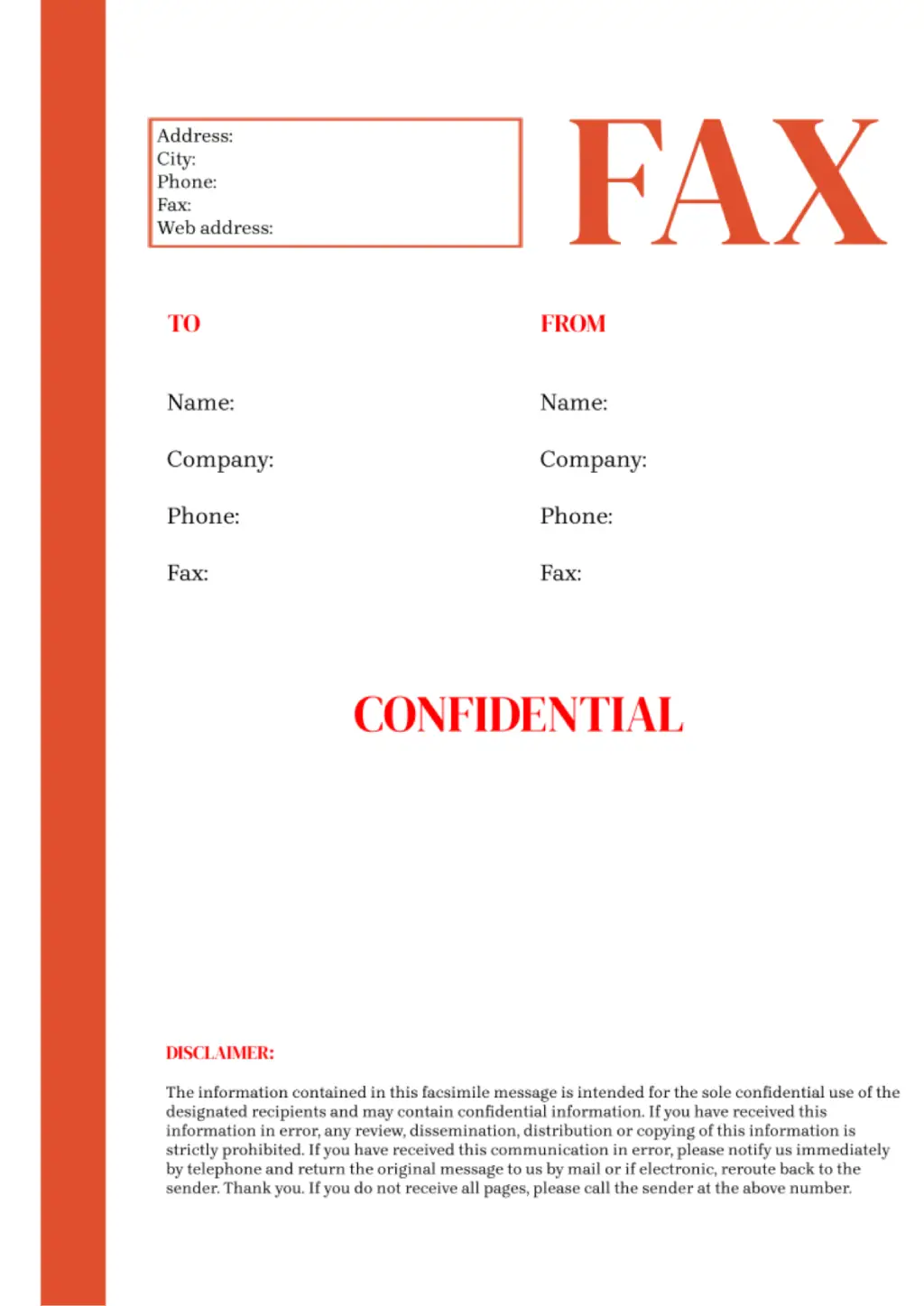 Confidential Fax Template for Google Docs